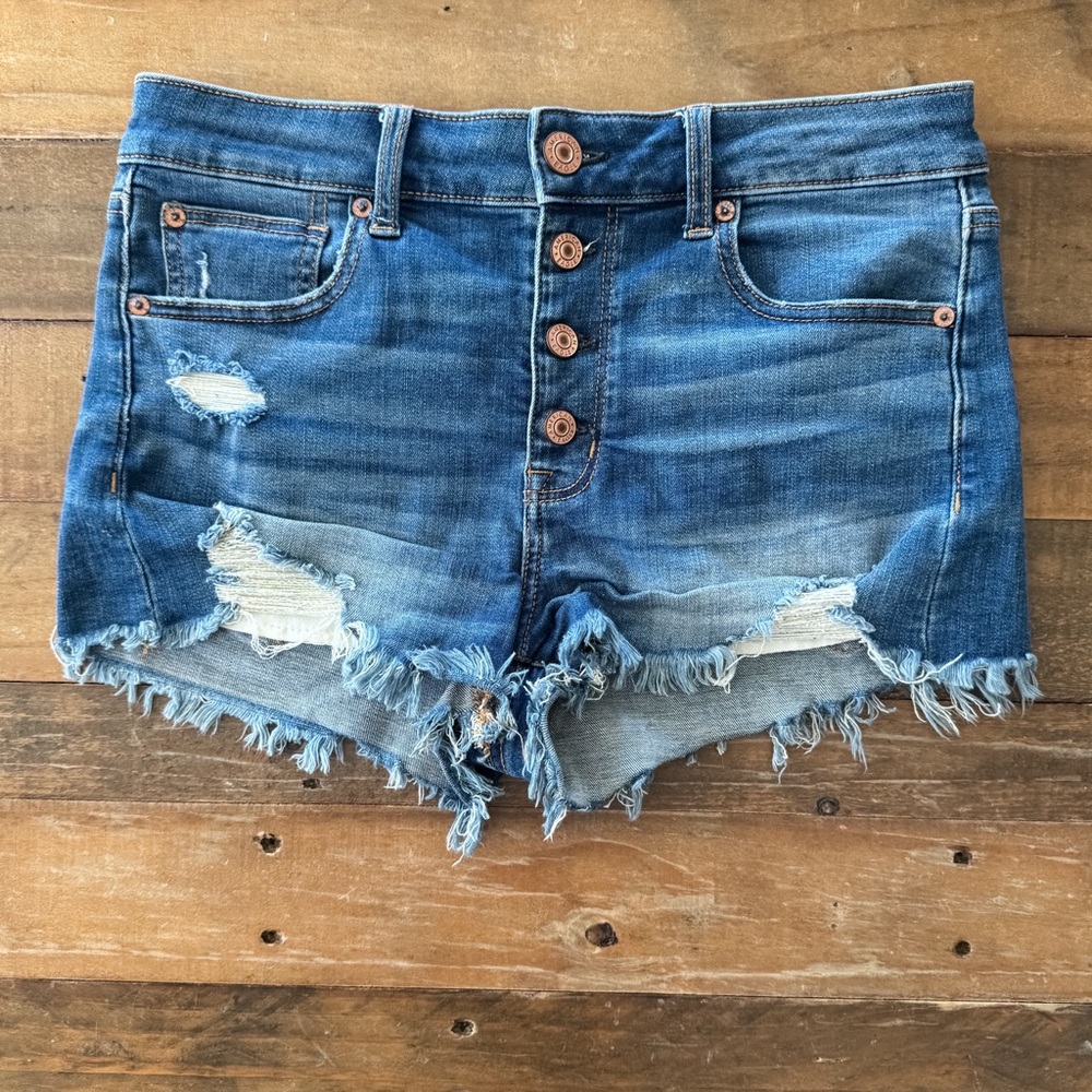American Eagle Hi-Rise Shortie Size 8 Womens Shorts Denim Dark Wash